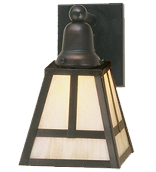 Meyda Lighting "T" Mission 6" Craftsman Brown Wall Sconce With Beige Iridescent Shade Glass