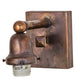 Meyda Lighting T Mission 6" Vintage Brass Wall Sconce With Beige Iridescent Shade Glass