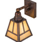 Meyda Lighting T Mission 6" Vintage Brass Wall Sconce With Beige Iridescent Shade Glass