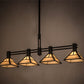 Meyda Lighting T Mission 64" 4-Light Timeless Bronze Island Pendant Light With Beige Sahara Taupe Idalight Shade Glass