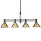 Meyda Lighting T Mission 64" 4-Light Timeless Bronze Island Pendant Light With Beige Sahara Taupe Idalight Shade Glass