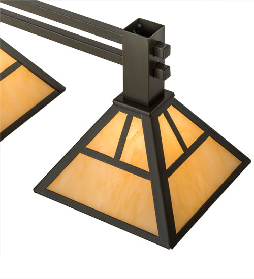 Meyda Lighting T Mission 64" 4-Light Timeless Bronze Island Pendant Light With Beige Sahara Taupe Idalight Shade Glass