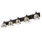 Meyda Lighting T Mission 64" 5-Light Craftsman Brown Vanity Light With White Shade Glass