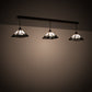 Meyda Lighting "T Mission" 84" 3-Light Oil Rubbed Bronze Island Pendant Light With White Opal & Black Baroque Shade Glass