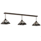 Meyda Lighting "T Mission" 84" 3-Light Oil Rubbed Bronze Island Pendant Light With White Opal & Black Baroque Shade Glass