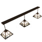 Meyda Lighting "T Mission" 84" 3-Light Oil Rubbed Bronze Island Pendant Light With White Opal & Black Baroque Shade Glass