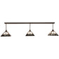 Meyda Lighting "T Mission" 84" 3-Light Oil Rubbed Bronze Island Pendant Light With White Opal & Black Baroque Shade Glass
