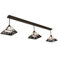 Meyda Lighting "T Mission" 84" 3-Light Oil Rubbed Bronze Island Pendant Light With White Opal & Black Baroque Shade Glass