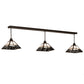 Meyda Lighting "T Mission" 84" 3-Light Oil Rubbed Bronze Island Pendant Light With White Opal & Black Baroque Shade Glass