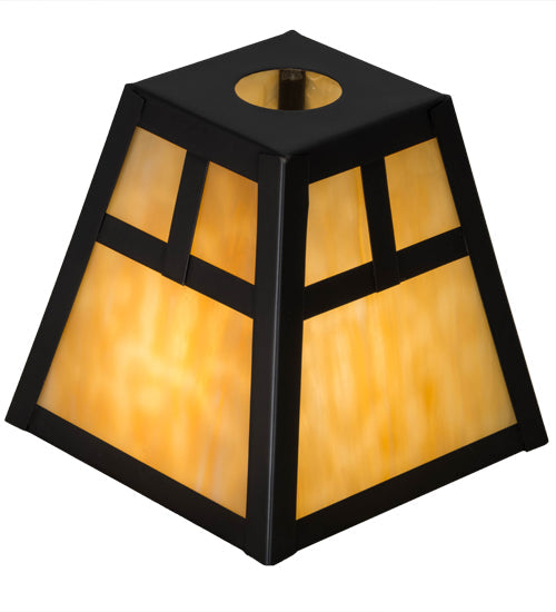 Meyda Lighting "T Mission" 9" Craftsman Brown Frame With Beige Art Shade Glass