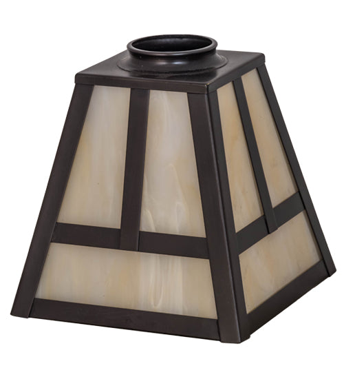 Meyda Lighting T Mission 9" Craftsman Brown Frame With Beige Botticino Idalight Shade Glass