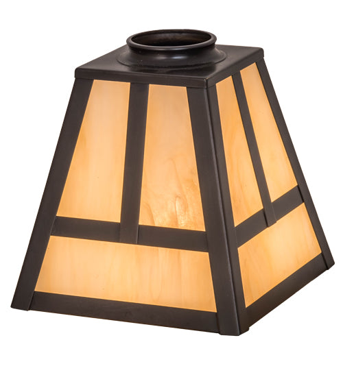 Meyda Lighting T Mission 9" Craftsman Brown Frame With Beige Botticino Idalight Shade Glass