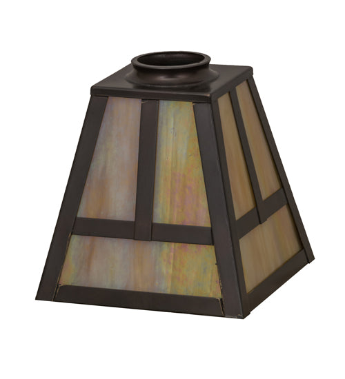 Meyda Lighting "T" Mission 9" Craftsman Brown Frame With Beige Iridescent Shade Glass