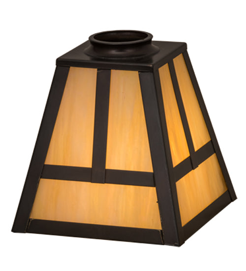 Meyda Lighting "T" Mission 9" Craftsman Brown Frame With Beige Iridescent Shade Glass