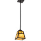 Meyda Lighting "T" Mission 9" Craftsman Brown Mini Pendant Light With Beige Art Shade Glass