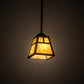 Meyda Lighting "T" Mission 9" Craftsman Brown Mini Pendant Light With Beige Art Shade Glass