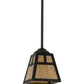 Meyda Lighting "T" Mission 9" Craftsman Brown Mini Pendant Light With Beige Art Shade Glass