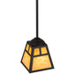 Meyda Lighting "T" Mission 9" Craftsman Brown Mini Pendant Light With Beige Art Shade Glass