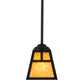 Meyda Lighting "T" Mission 9" Craftsman Brown Mini Pendant Light With Beige Art Shade Glass
