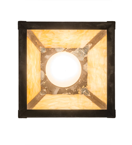 Meyda Lighting "T" Mission 9" Craftsman Brown Mini Pendant Light With Beige Art Shade Glass