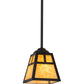 Meyda Lighting "T" Mission 9" Craftsman Brown Mini Pendant Light With Beige Art Shade Glass