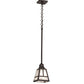 Meyda Lighting "T" Mission" 9" Craftsman Brown Pendant Light With White Swirl Shade Glass