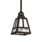 Meyda Lighting "T" Mission" 9" Craftsman Brown Pendant Light With White Swirl Shade Glass