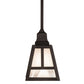 Meyda Lighting "T" Mission" 9" Craftsman Brown Pendant Light With White Swirl Shade Glass