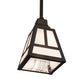 Meyda Lighting "T" Mission" 9" Craftsman Brown Pendant Light With White Swirl Shade Glass