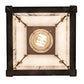 Meyda Lighting "T" Mission" 9" Craftsman Brown Pendant Light With White Swirl Shade Glass