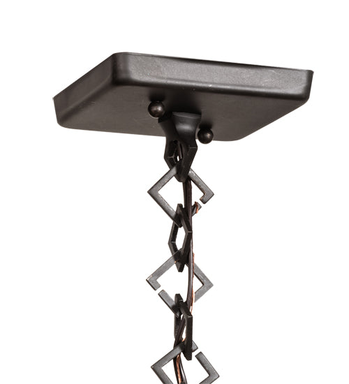 Meyda Lighting "T" Mission" 9" Craftsman Brown Pendant Light With White Swirl Shade Glass