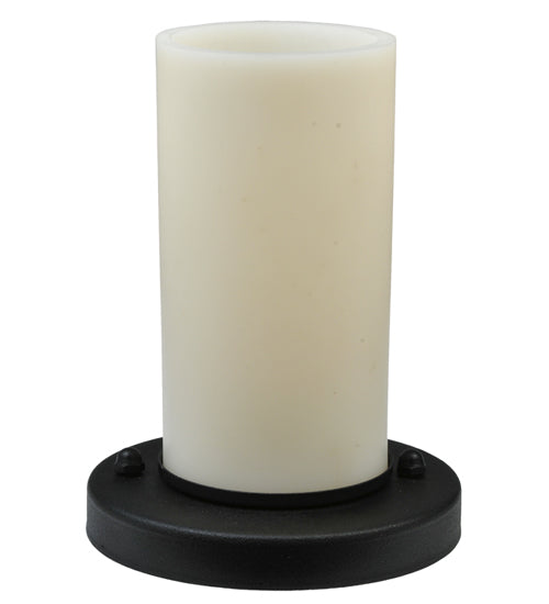 Meyda Lighting Table Top 7" Textured Black Table Lamp With Beige Shade Glass