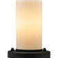 Meyda Lighting Table Top 7" Textured Black Table Lamp With Beige Shade Glass