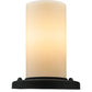 Meyda Lighting Table Top 7" Textured Black Table Lamp With Beige Shade Glass