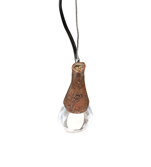Meyda Lighting Tadpole 5" LED Rust Pendant Light With Clear Crystal Shade Glass