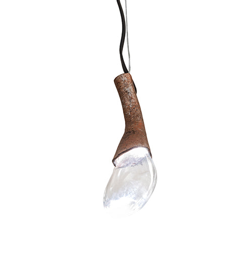 Meyda Lighting Tadpole 5" LED Rust Pendant Light With Clear Crystal Shade Glass