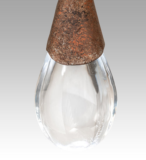 Meyda Lighting Tadpole 5" LED Rust Pendant Light With Clear Crystal Shade Glass