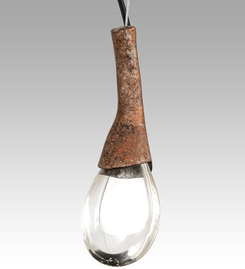Meyda Lighting Tadpole 5" LED Rust Pendant Light With Clear Crystal Shade Glass