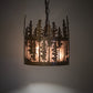 Meyda Lighting Tall Pines 10" 3-Light Antique Copper Pendant Light With Silver Mica Shade Glass