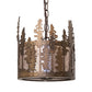 Meyda Lighting Tall Pines 10" 3-Light Antique Copper Pendant Light With Silver Mica Shade Glass