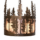 Meyda Lighting Tall Pines 10" 3-Light Antique Copper Pendant Light With Silver Mica Shade Glass