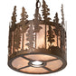 Meyda Lighting Tall Pines 10" 3-Light Antique Copper Pendant Light With Silver Mica Shade Glass