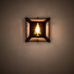 Meyda Lighting Tall Pines 10" 3-Light Black Satin Wrought Iron Wall Sconce With Amber Mica & Silver Mica Shade Glass