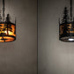 Meyda Lighting Tall Pines 10" 3-Light Solar Black Pendant Light With Amber Mica Shade Glass