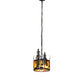 Meyda Lighting Tall Pines 10" 3-Light Solar Black Pendant Light With Amber Mica Shade Glass