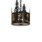 Meyda Lighting Tall Pines 10" 3-Light Solar Black Pendant Light With Amber Mica Shade Glass
