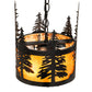 Meyda Lighting Tall Pines 10" 3-Light Solar Black Pendant Light With Amber Mica Shade Glass
