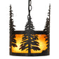 Meyda Lighting Tall Pines 10" 3-Light Solar Black Pendant Light With Amber Mica Shade Glass