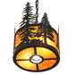 Meyda Lighting Tall Pines 10" 3-Light Solar Black Pendant Light With Amber Mica Shade Glass