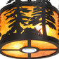 Meyda Lighting Tall Pines 10" 3-Light Solar Black Pendant Light With Amber Mica Shade Glass